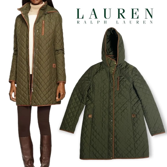 Lauren Ralph Lauren Jackets & Blazers - Lauren Ralph Lauren Quilted Coat Green Chain Link Lining Hooded. Medium.